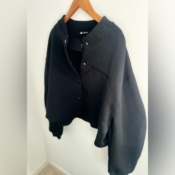 ZARA Black Cropped Varsity Jacket Size L – New - Picture 2 of 6